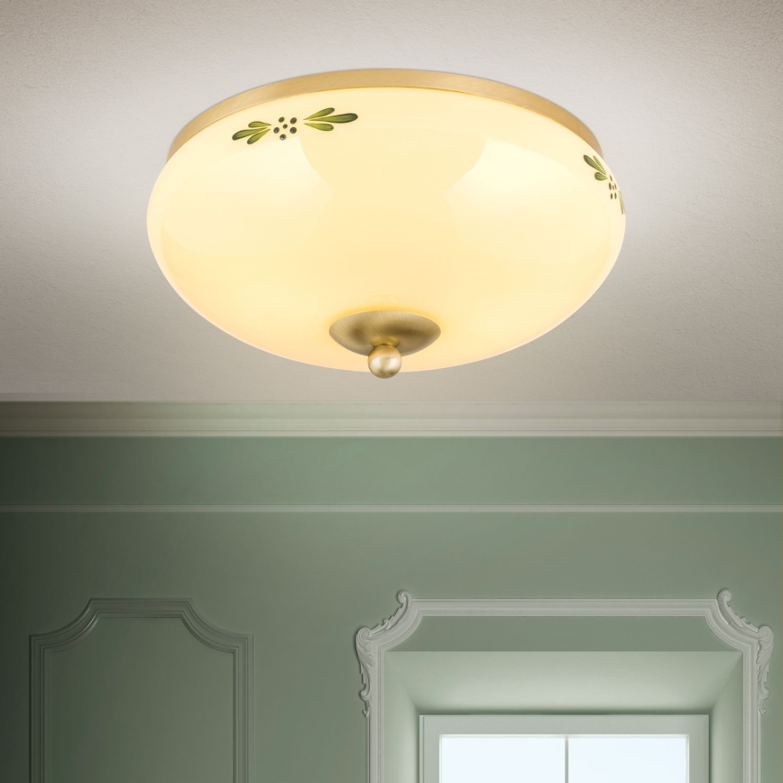 Mennyezeti lámpa LANDHAUS 2xE27/60W/230V átm. 28 cm réz/bézs