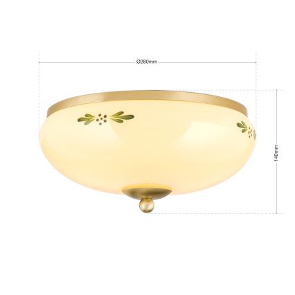Mennyezeti lámpa LANDHAUS 2xE27/60W/230V átm. 28 cm réz/bézs