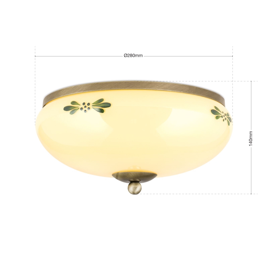 Mennyezeti lámpa LANDHAUS 2xE27/60W/230V Ø 28 cm bronz/bézs/zöld
