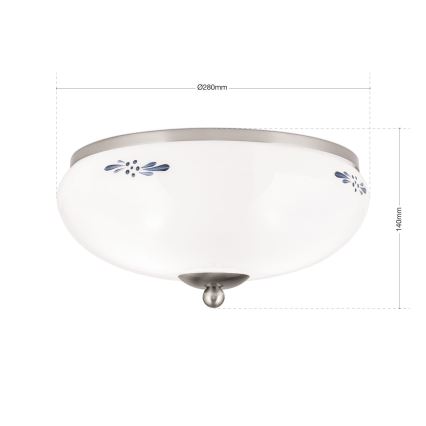 Mennyezeti lámpatest LANDHAUS 2xE27/60W/230V átm. 28 cm matt króm/fehér/kék