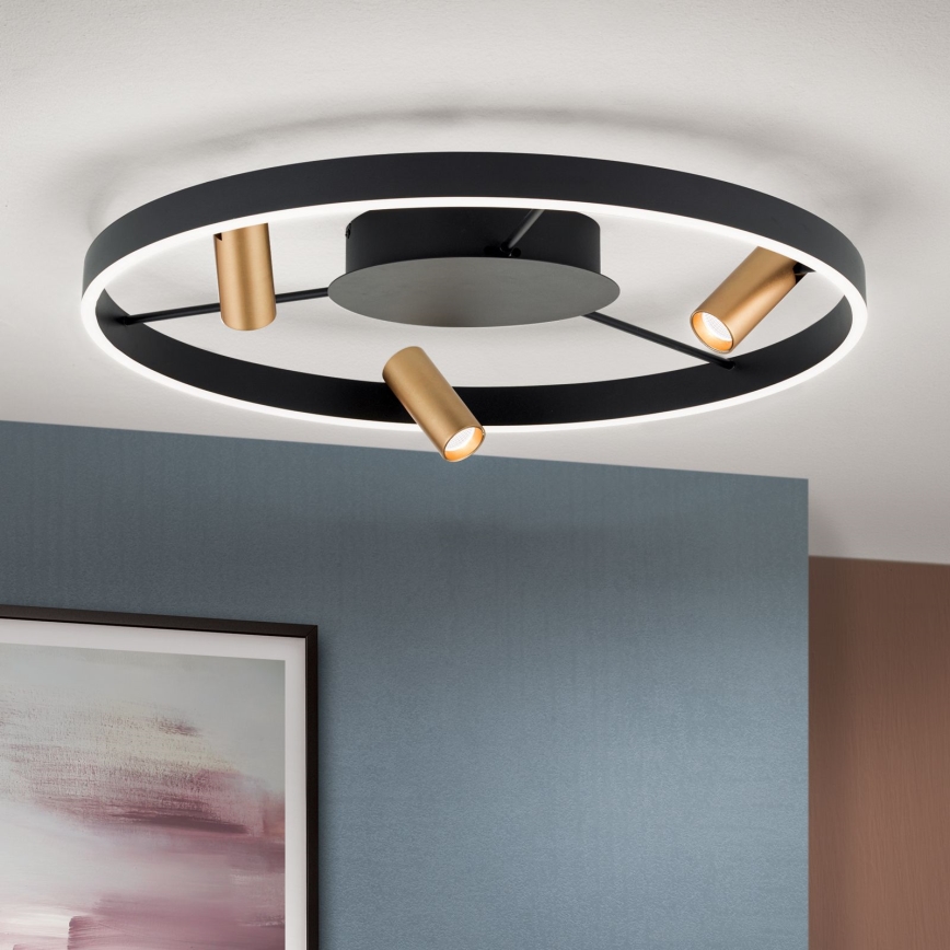 LED Fényerőszabályzós mennyezeti lámpa BERLIN LED/50W/230V fekete/arany