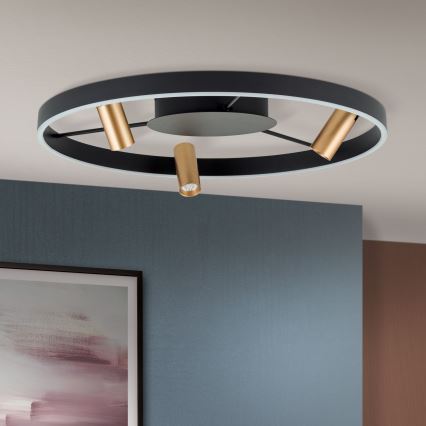 LED Dimmelhető mennyezeti lámpatest BERLIN LED/50W/230V fekete/arany