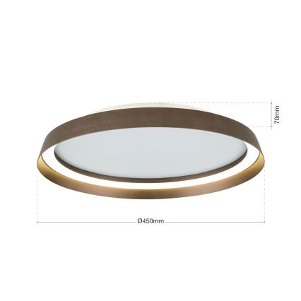 LED Dimmeres mennyezeti lámpa MANTA LED/38W/230V 2700/3000/4000K átm. 45 cm barna
