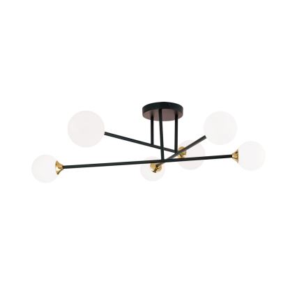 Felületre szerelhető csillár  SNOWWHITE 6xG9/20W/230V átm. 84 cm fekete/arany