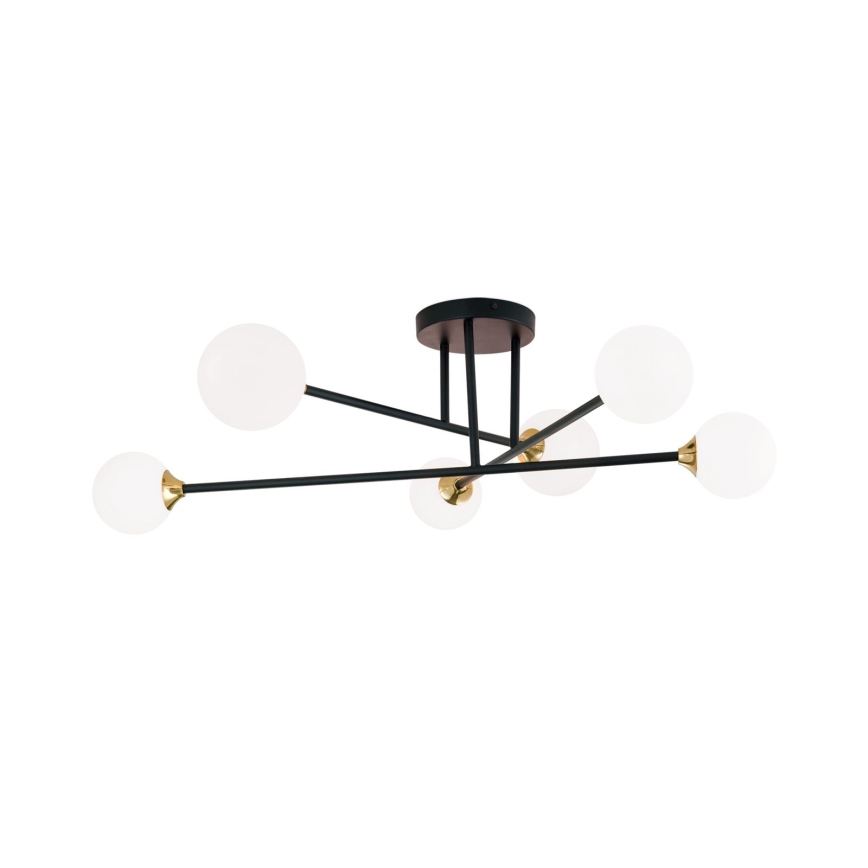 Felületre szerelhető csillár  SNOWWHITE 6xG9/20W/230V átm. 84 cm fekete/arany