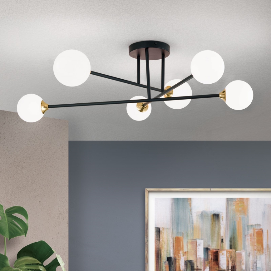 Felületre szerelhető csillár  SNOWWHITE 6xG9/20W/230V átm. 84 cm fekete/arany