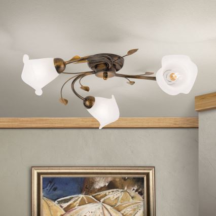 Felületre szerelhető csillár  SISI 3xE14/40W/230V átm. 60 cm bronz/patinás