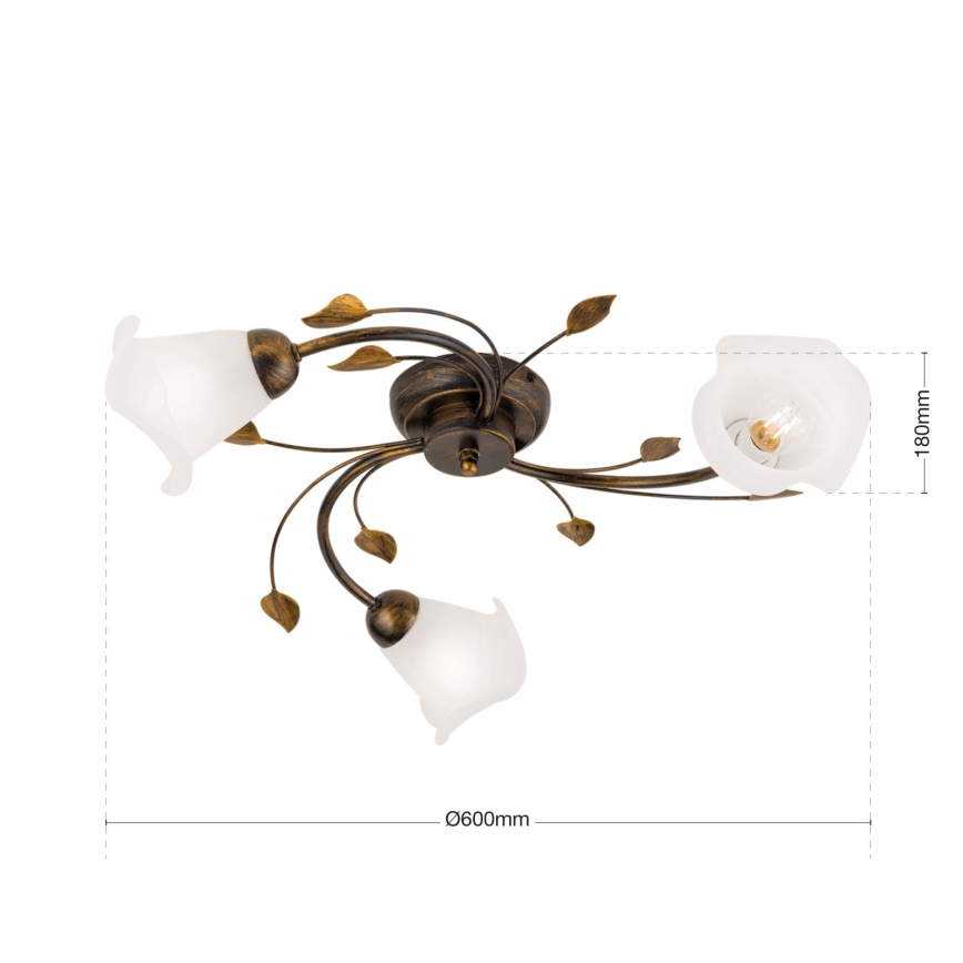 Felületre szerelhető csillár  SISI 3xE14/40W/230V átm. 60 cm bronz/patinás