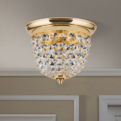 Kristály mennyezeti lámpa PLAFOND 1xE27/40W/230V átm. 26 cm arany