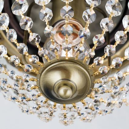 Kristály mennyezeti lámpa PLAFOND 1xE27/40W/230V átm. 26 cm bronz