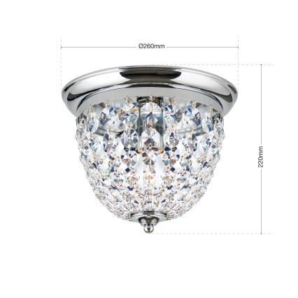 Kristály mennyezeti lámpa PLAFOND 1xE27/40W/230V átm. 26 cm fényezett króm