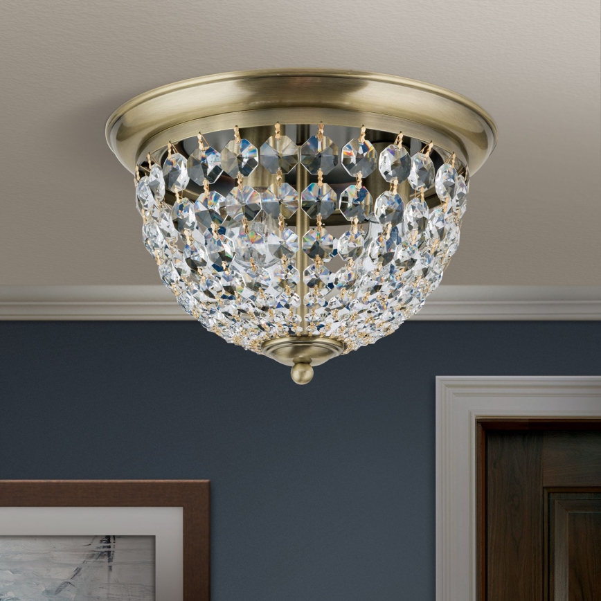 Kristály mennyezeti lámpa PLAFOND 3xE27/40W/230V átm. 35 cm bronz