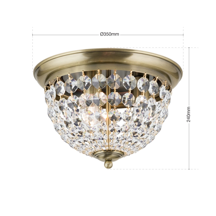 Kristály mennyezeti lámpa PLAFOND 3xE27/40W/230V átm. 35 cm bronz