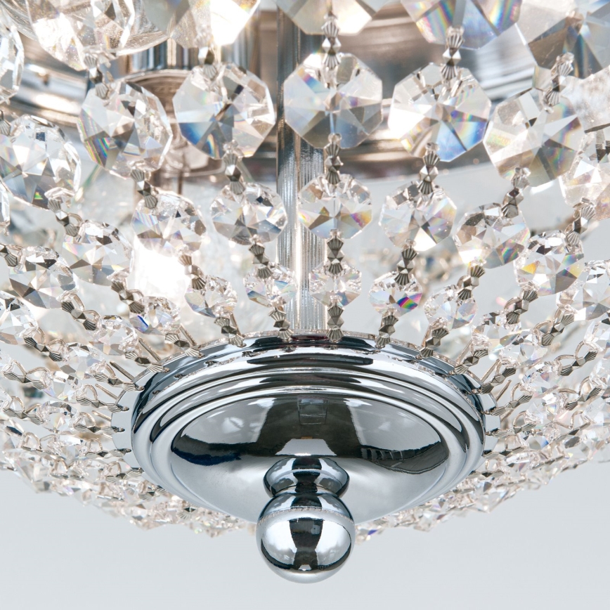 Kristály mennyezeti lámpa PLAFOND 3xE27/40W/230V átm. 35 cm fényezett króm