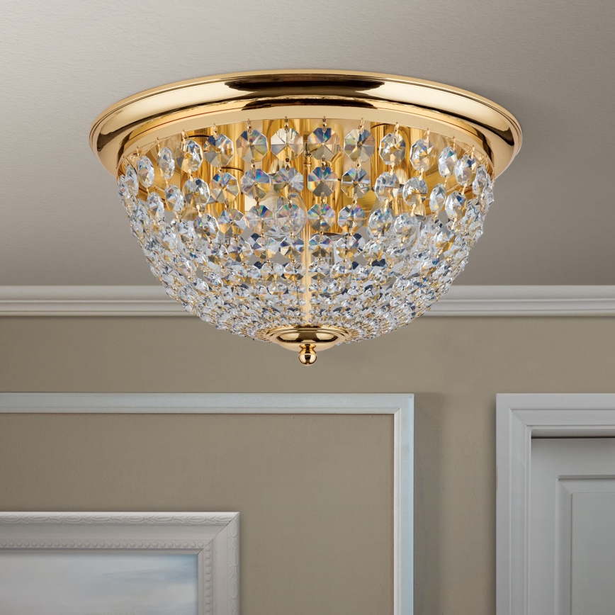 Kristály mennyezeti lámpa PLAFOND 6xE27/40W/230V átm. 47 cm arany