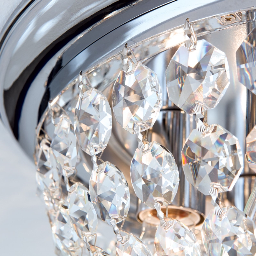 Kristály mennyezeti lámpa PLAFOND 6xE27/40W/230V átm. 47 cm fényezett króm