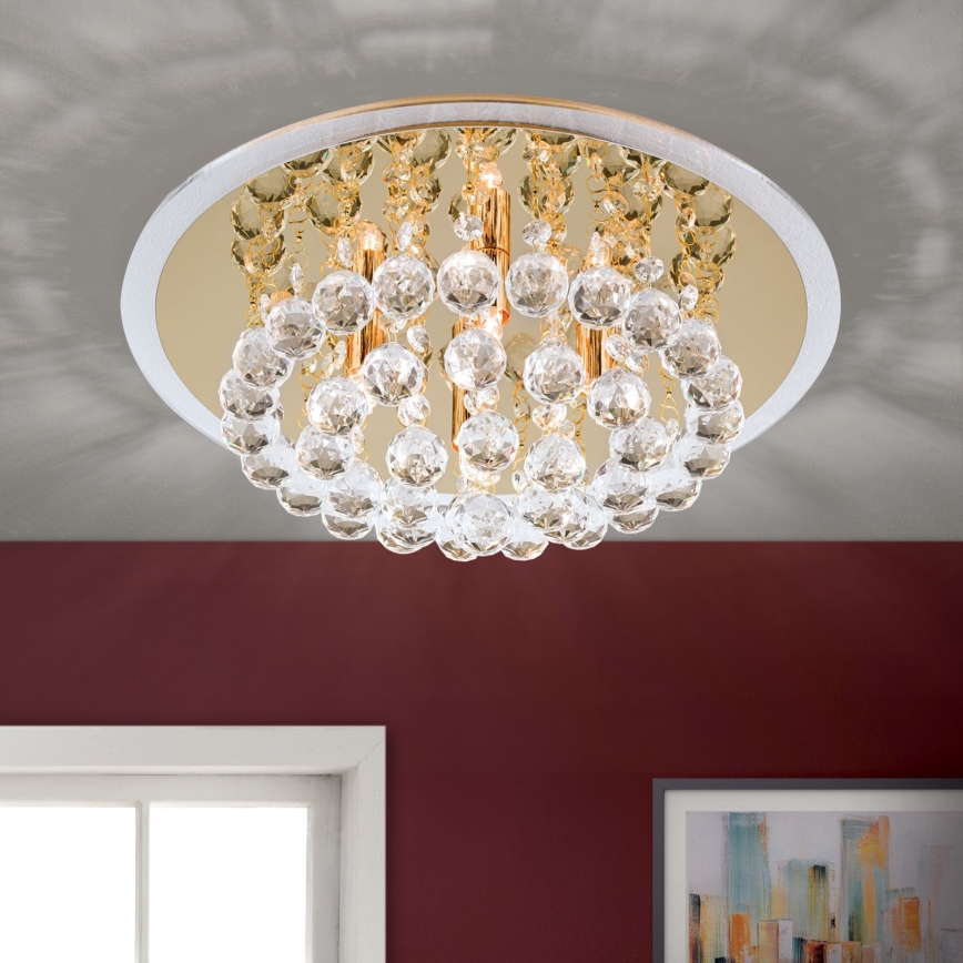 Kristály mennyezeti lámpa GLORIA 4xG9/40W/230V átm. 38 cm arany