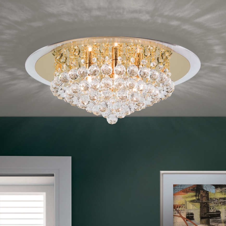 Kristály mennyezeti lámpa GLORIA 6xG9/40W/230V átm. 50 cm arany