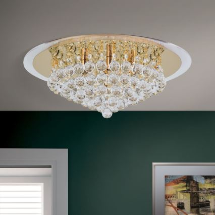 Kristály mennyezeti lámpa GLORIA 6xG9/40W/230V átm. 50 cm arany