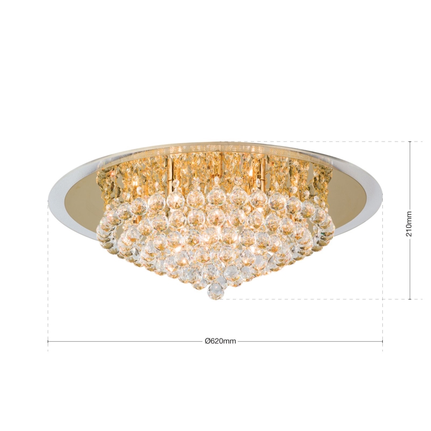Kristály mennyezeti lámpa GLORIA 9xG9/40W/230V átm. 62 cm arany