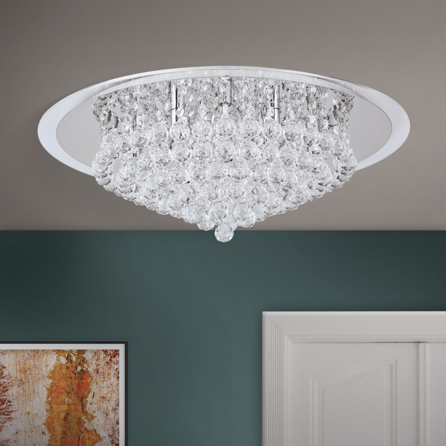 Kristály mennyezeti lámpa GLORIA 9xG9/40W/230V átm. 62 cm átlátszó/fényezett króm