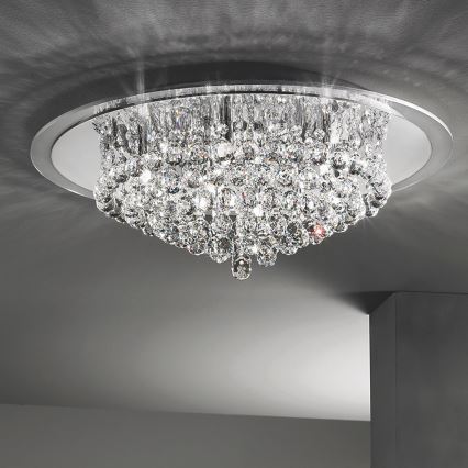 Kristály mennyezeti lámpa GLORIA 9xG9/40W/230V átm. 62 cm átlátszó/fényezett króm