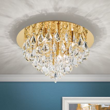 Kristály mennyezeti lámpa CELESTE 6xG9/40W/230V átm. 45 cm arany