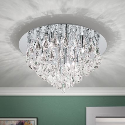 Kristály mennyezeti lámpa CELESTE 6xG9/40W/230V átm. 45 cm fényezett króm