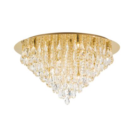 Kristály mennyezeti lámpa CELESTE 12xG9/40W/230V átm. 75 cm arany