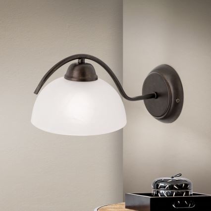 Fali lámpa RULA 1xE27/40W/230V fehér/bronz