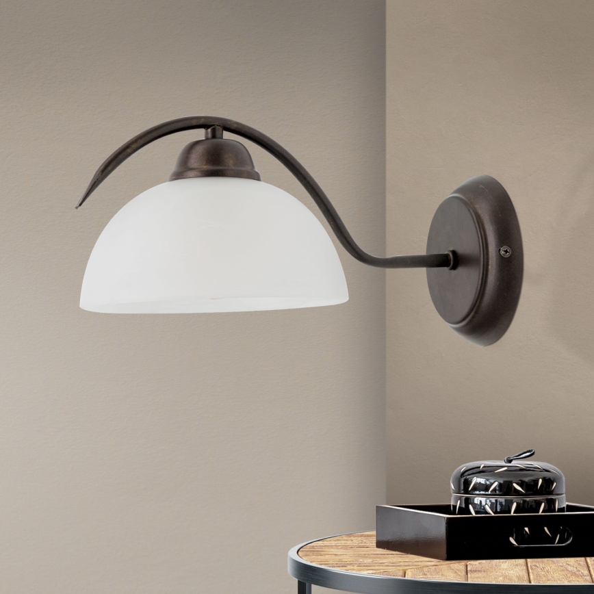 Fali lámpa RULA 1xE27/40W/230V fehér/bronz