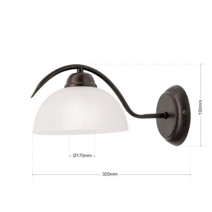 Fali lámpa RULA 1xE27/40W/230V fehér/bronz
