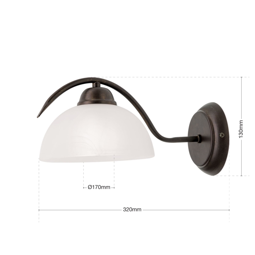 Fali lámpa RULA 1xE27/40W/230V fehér/bronz