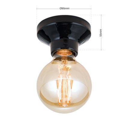 Mennyezeti lámpa FROST 1xE27/60W/230V fekete