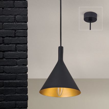 GUNDA kábeles függőlámpa 1xE14/40W/230V, átm. 16,5 cm, fekete/arany