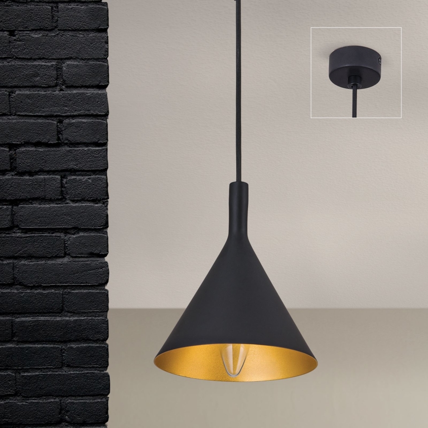 GUNDA kábeles függőlámpa 1xE14/40W/230V, átm. 16,5 cm, fekete/arany