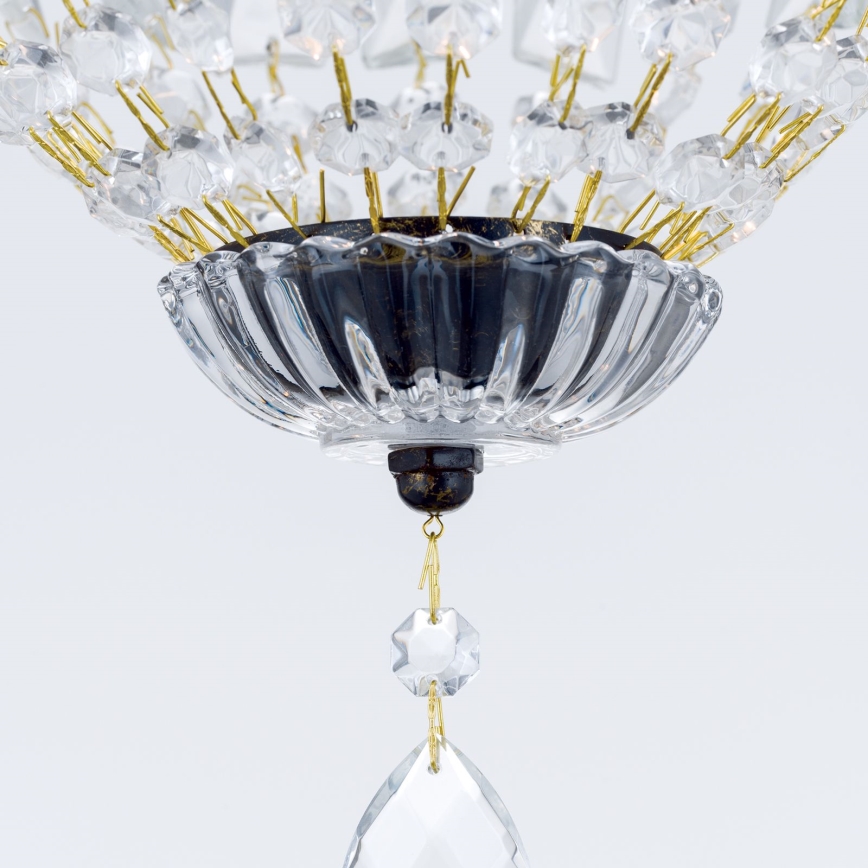 Kristály csillár láncon ARILA 1xE27/60W/230V átm. 25 cm barna/patinás