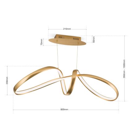 LED Fényerőszabályzós függeszték kábellel CIRCUS LED/36W/230V arany