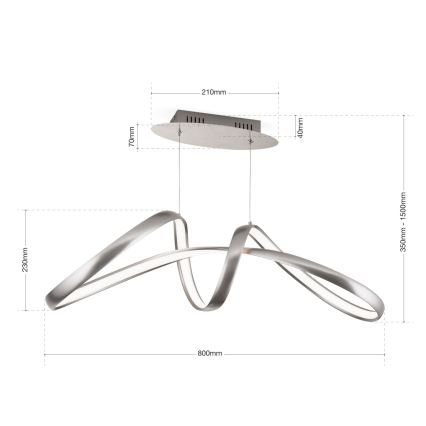 LED Fényerőszabályzós függeszték kábellel CIRCUS LED/36W/230V ezüst