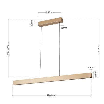 LED Fényerőszabályzós csillár kábelre TARA LED/44W/230V 2700/3800/4500/5700K arany