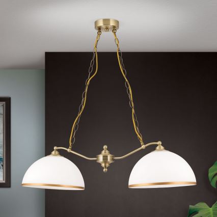 Csillár láncon OLD LAMP 2xE27/40W/230V fehér/réz