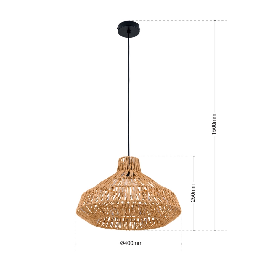 Csillár zsinóron BASKET 1xE27/40W/230V átm. 40 cm kender