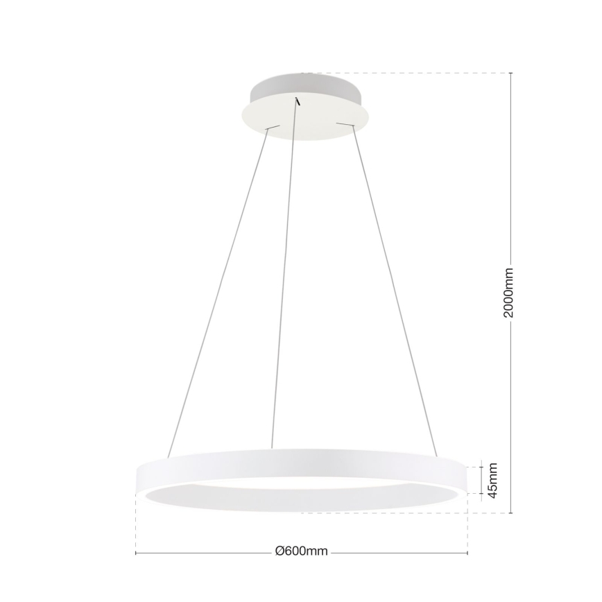 Fényerőszabályozható LED függeszték kábelen KOLK LED/60W/230V 2700/3000/4000K átm. 60 cm fehér