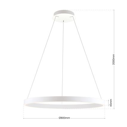 KOLK dimmelhető LED csillár kábelen LED/80W/230V 2700/3000/4000K Ø 80 cm fehér