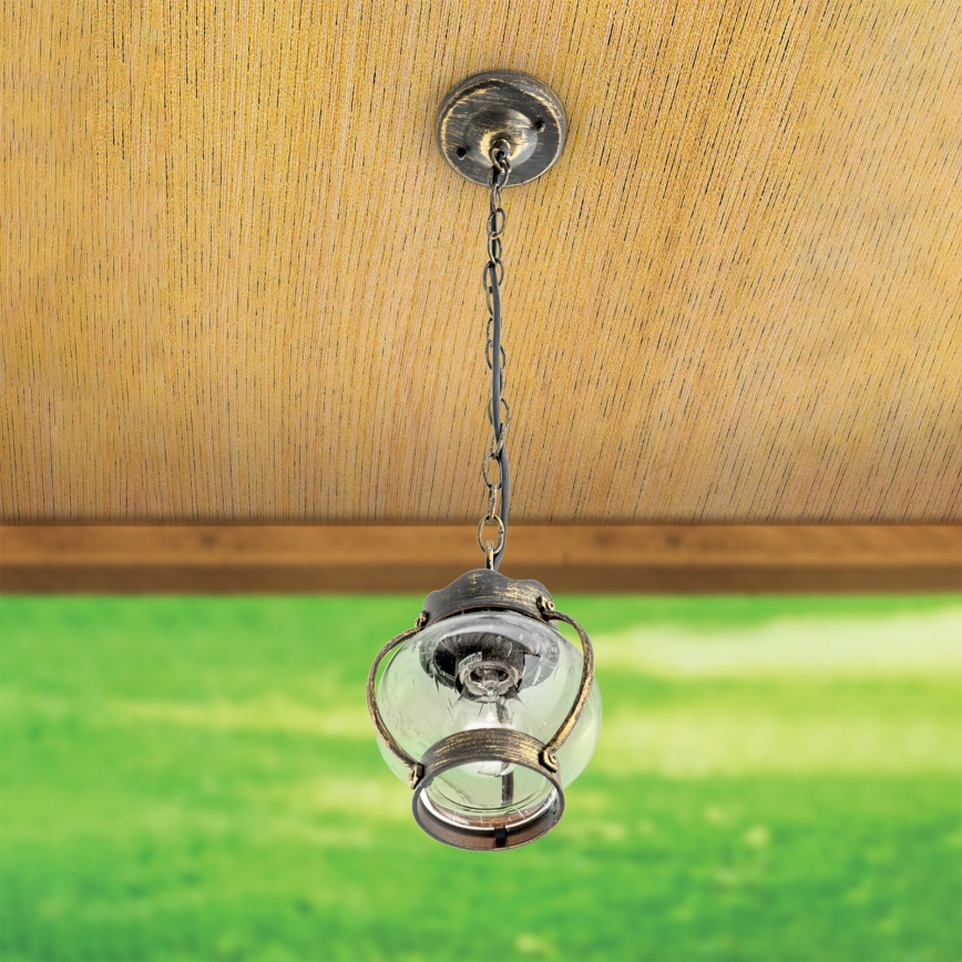 TAVERNA kültéri függesztett lámpa 1xE27/60W/230V IP23 bronz/patina