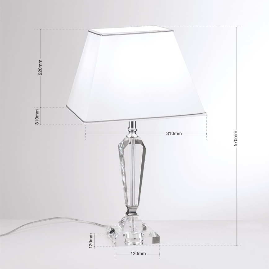 Kristály asztali lámpa VERONIQUE 1xE27/60W/230V fehér/átlátszó