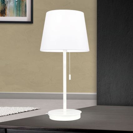 Asztali lámpa USB porttal LUDWIG 1xE27/40W/230V 50 cm fehér