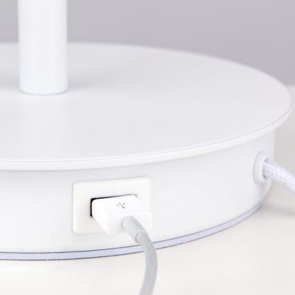 Asztali lámpa USB porttal LUDWIG 1xE27/40W/230V 50 cm fehér