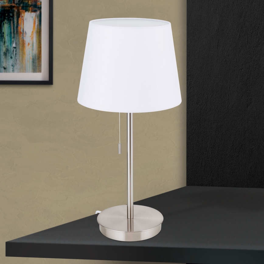 Asztali lámpa USB porttal LUDWIG 1xE27/40W/230V 50 cm fehér/matt króm