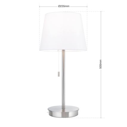 Asztali lámpa USB porttal LUDWIG 1xE27/40W/230V 50 cm fehér/matt króm